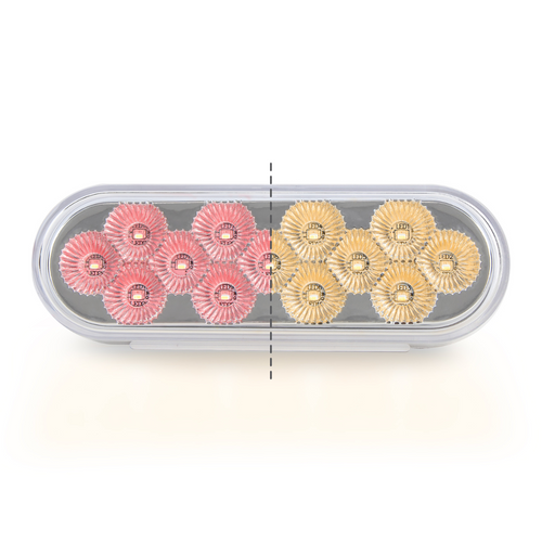 6” Oval Light Dual Led (Red/Amber Clear Lens) 12V