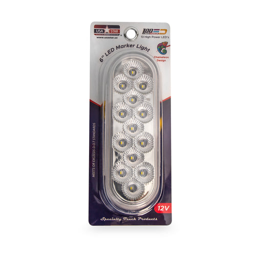 6” Oval Light Dual Led (Red/Amber Clear Lens) 12V