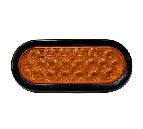 6”Oval Light With Black Rubber Grommet And Pigtail 20 Pcs LED Amber/Amber 12V