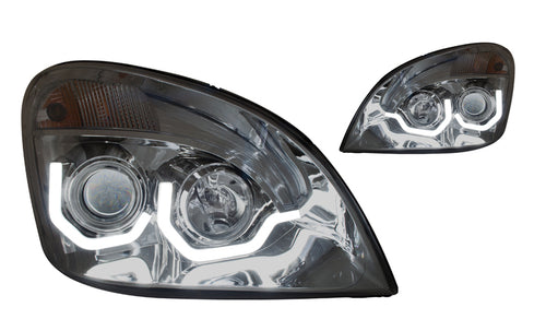 Chrome Headlight w/ LED Light Bar fits Freightliner Cascadia