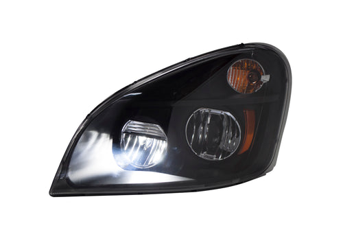Black Headlight w/ LED High/Low Beam Fits Freightliner Cascadia (2008-2015) Driver Side