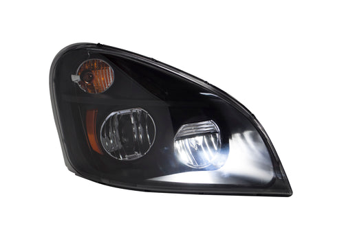 Black Headlight w/ LED High/Low Beam Fits Freightliner Cascadia (2008-2015) Passenger Side