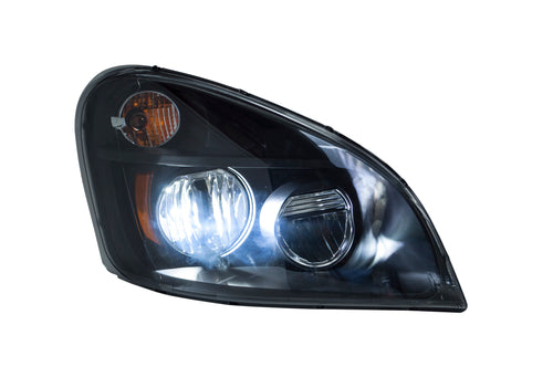 Black Headlight w/ LED High/Low Beam Fits Freightliner Cascadia (2008-2015) Passenger Side