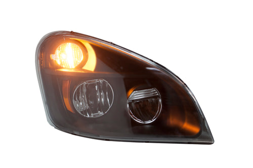 Black Headlight w/ LED High/Low Beam Fits Freightliner Cascadia (2008-2015) Passenger Side