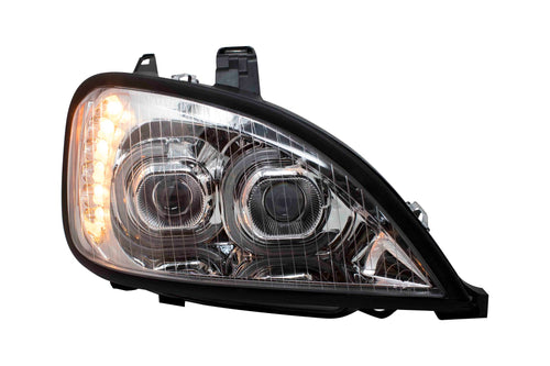 Chrome LED Headlight w/ LED Bar Fits Freightliner Columbia Passenger Side