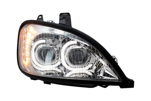 Chrome LED Headlight w/ LED Bar Fits Freightliner Columbia Passenger Side