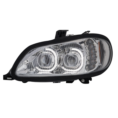 Chrome LED Headlight  Projection With LED Bar fits Freightliner M2