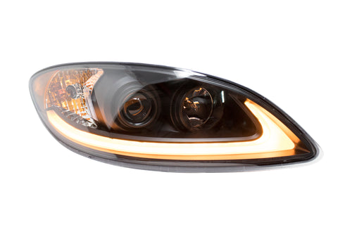 Black Headlight Fits International ProStar W/ White/Amber LED Bar Passenger Side