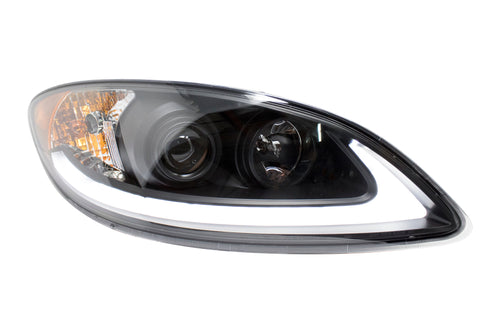 Black Headlight Fits International ProStar W/ White/Amber LED Bar Passenger Side