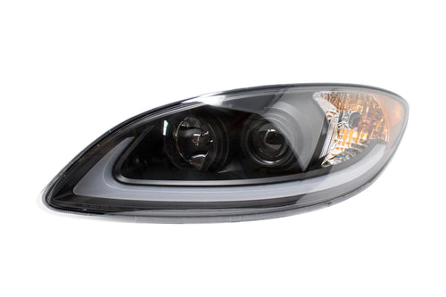 Black Headlight Fits International ProStar W/ White/Amber LED Bar Driver Side