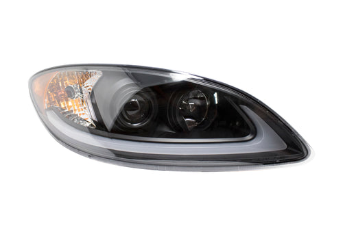 Black Headlight Fits International ProStar W/ White/Amber LED Bar Passenger Side