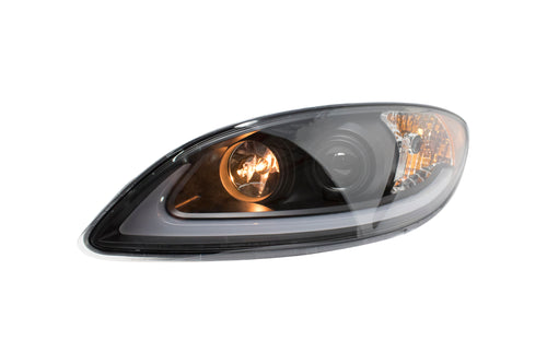 Black Headlight Fits International ProStar W/ White/Amber LED Bar Driver Side