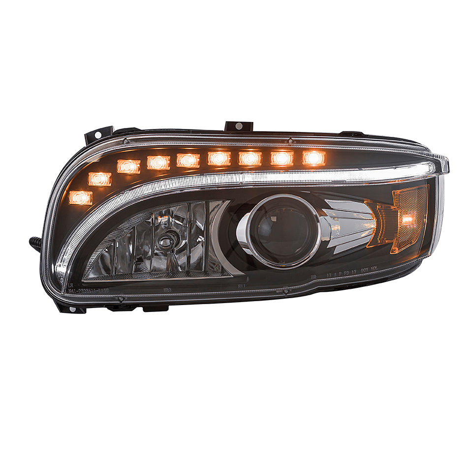 Black Headlight W/ LED Turn Signal Fits Peterbilt 388 389 367 567 2008