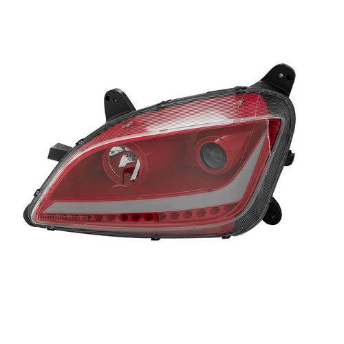 Red Housing Dragon Eyes Headlight With LED Turn Signal and Day Light Bar fits Peterbilt 579 & 587