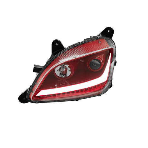 Red Housing Dragon Eyes Headlight With LED Turn Signal and Day Light Bar fits Peterbilt 579 & 587