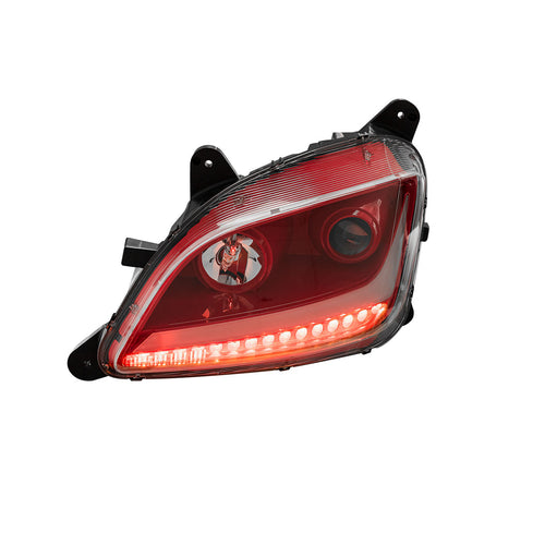 Red Housing Dragon Eyes Headlight With LED Turn Signal and Day Light Bar fits Peterbilt 579 & 587