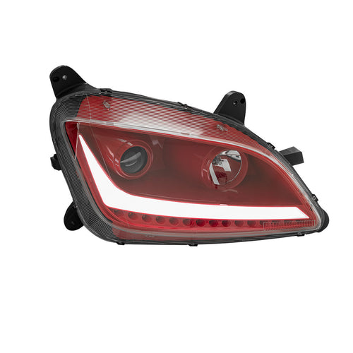Red Housing Dragon Eyes Headlight With LED Turn Signal and Day Light Bar fits Peterbilt 579 & 587