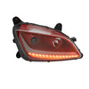 Red Housing Dragon Eyes Headlight With LED Turn Signal and Day Light Bar fits Peterbilt 579 & 587