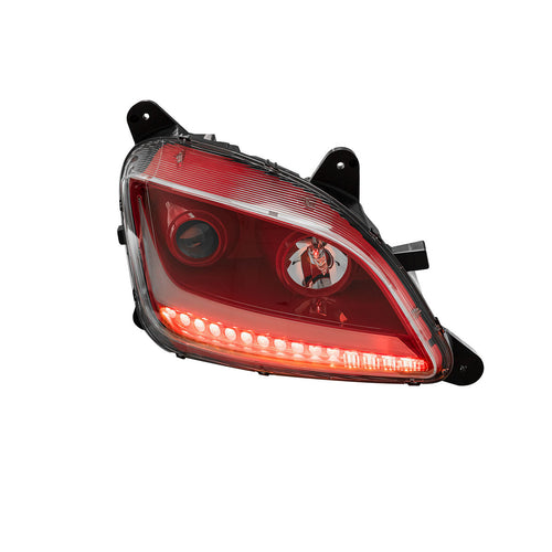 Red Housing Dragon Eyes Headlight With LED Turn Signal and Day Light Bar fits Peterbilt 579 & 587