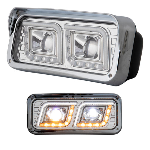 Chrome Projector LED Headlight Fits Freightliner Classic, Peterbilt, Kenworth & Western Star 4900