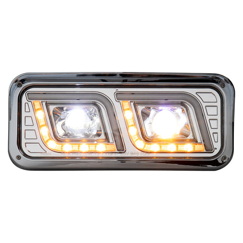 Chrome Projector LED Headlight Fits Freightliner Classic, Peterbilt, Kenworth & Western Star 4900