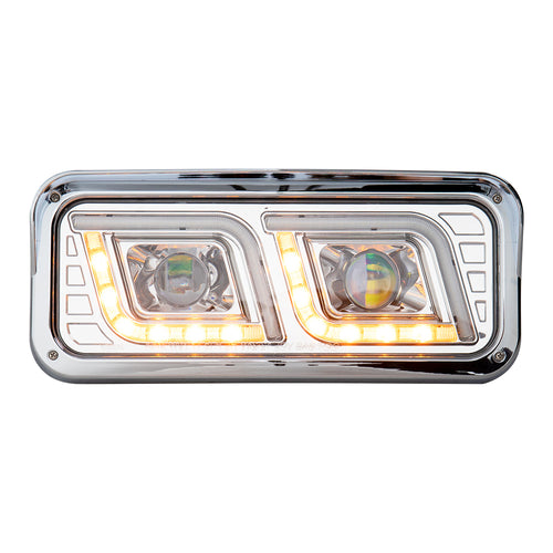 Chrome Projector LED Headlight Fits Freightliner Classic, Peterbilt, Kenworth & Western Star 4900