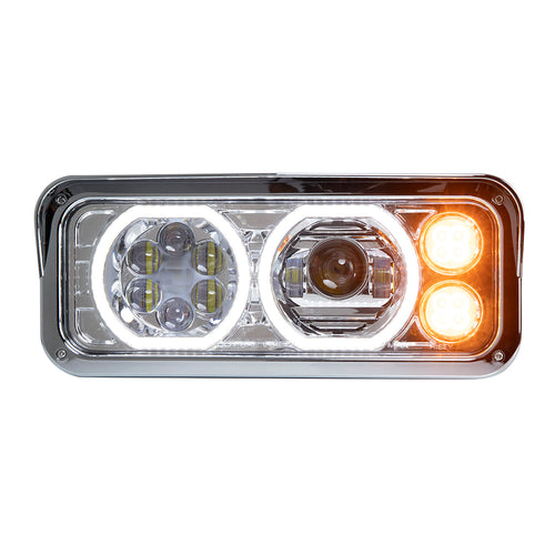 Chrome Projector LED Headlight fits Freightliner Classic, Peterbilt, Kenworth, and Western Star 4900