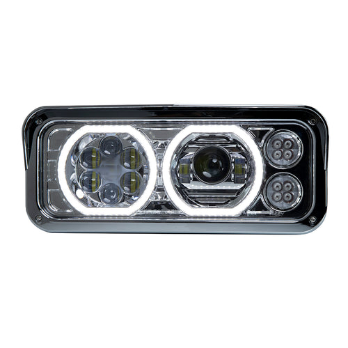 Chrome Projector LED Headlight fits Freightliner Classic, Peterbilt, Kenworth, and Western Star 4900