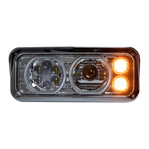Chrome Projector LED Headlight fits Freightliner Classic, Peterbilt, Kenworth, and Western Star 4900