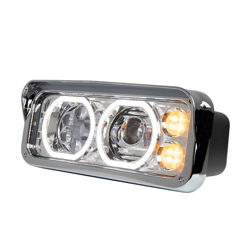 Chrome Projector LED Headlight fits Freightliner Classic, Peterbilt, Kenworth, and Western Star 4900