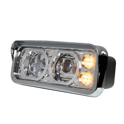 Chrome Projector LED Headlight fits Freightliner Classic, Peterbilt, Kenworth, and Western Star 4900