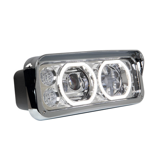 Chrome Projector LED Headlight fits Freightliner Classic, Peterbilt, Kenworth, and Western Star 4900