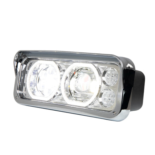 Chrome Projector LED Headlight fits Freightliner Classic, Peterbilt, Kenworth, and Western Star 4900