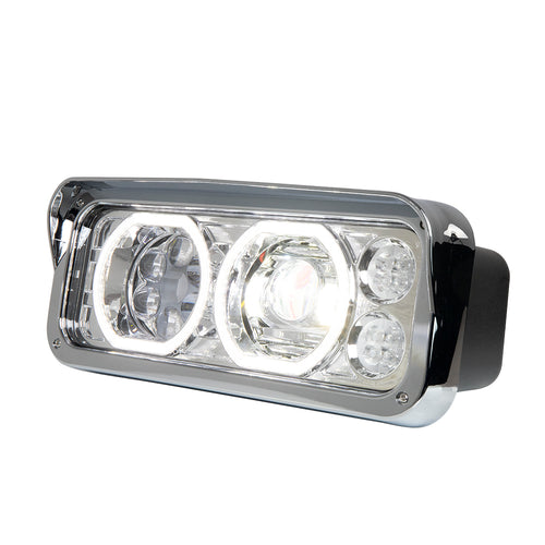 Chrome Projector LED Headlight fits Freightliner Classic, Peterbilt, Kenworth, and Western Star 4900