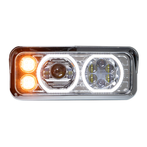 Chrome Projector LED Headlight fits Freightliner Classic, Peterbilt, Kenworth, and Western Star 4900