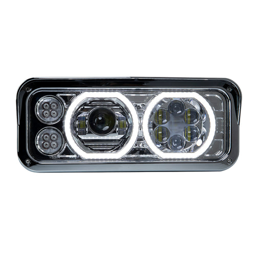 Chrome Projector LED Headlight fits Freightliner Classic, Peterbilt, Kenworth, and Western Star 4900