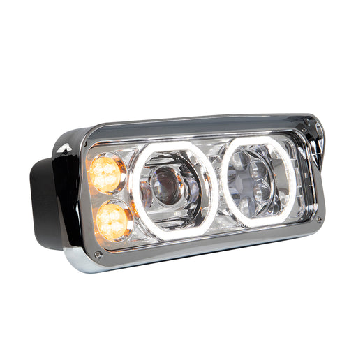 Chrome Projector LED Headlight fits Freightliner Classic, Peterbilt, Kenworth, and Western Star 4900