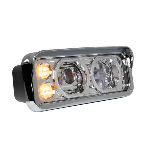 Chrome Projector LED Headlight fits Freightliner Classic, Peterbilt, Kenworth, and Western Star 4900