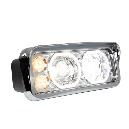 Chrome Projector LED Headlight fits Freightliner Classic, Peterbilt, Kenworth, and Western Star 4900