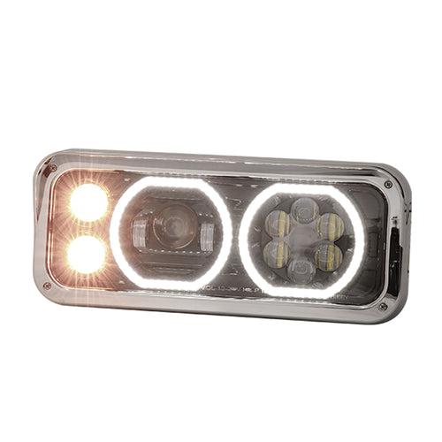 Black Projector LED Headlight fits Freightliner Classic, Peterbilt, Kenworth, and Western Star 4900 Passenger Side