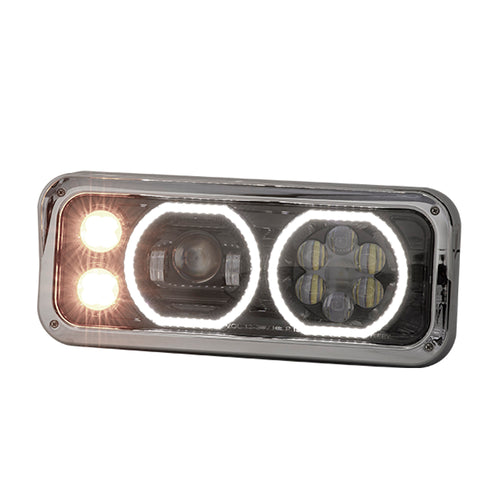 Black Projector LED Headlight fits Freightliner Classic, Peterbilt, Kenworth, and Western Star 4900 Passenger Side