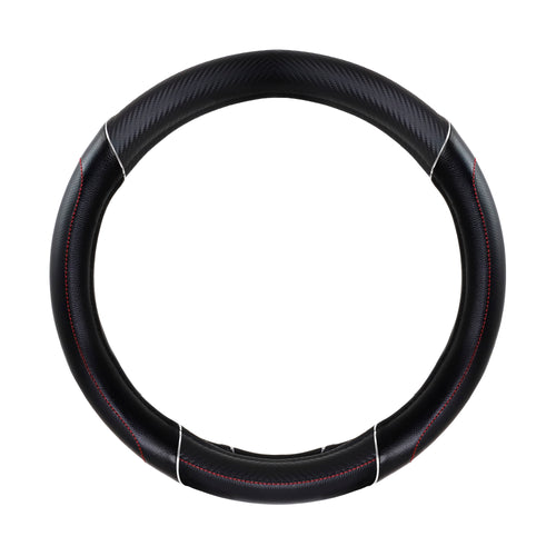 18” Steering Wheel Cover Black Carbon Fiber And Black “chrome trim"