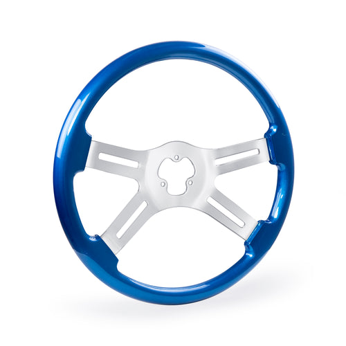 18" Wood Steering Wheel - 4 Spoke Classic - BLUE
