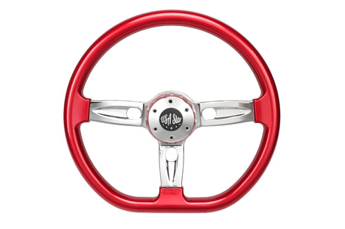 18” Steering Wheel Black Chrome 3-Spoke Chrome Horn Button -Logo