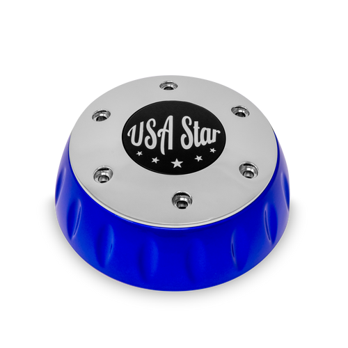 Blue Bezel And Horn Chrome Button