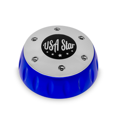 Blue Bezel And Horn Chrome Button