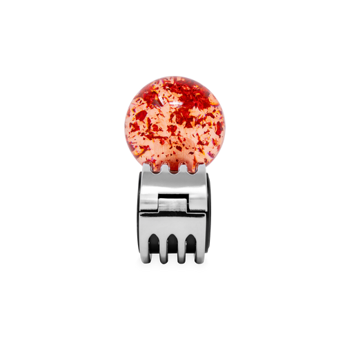 Steering Wheel Spinner Knob – Clear-Red with Red Holographic Flakes