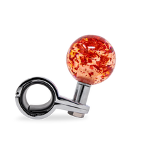 Steering Wheel Spinner Knob – Clear-Red with Red Holographic Flakes