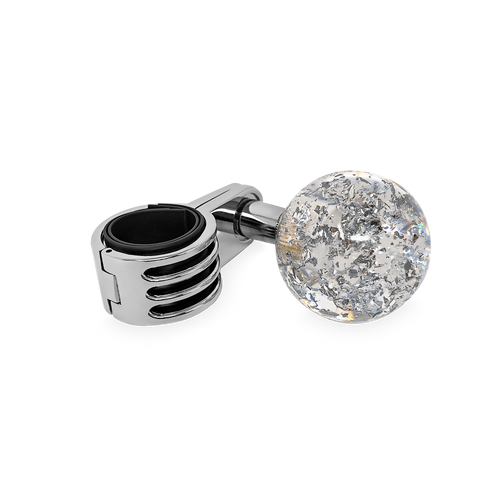Steering Wheel Spinner Knob – Clear with Silver Holographic Flakes