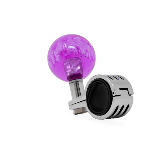 Steering Wheel Spinner Knob – Clear-Purple Bubbles
